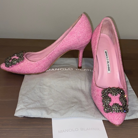 MANOLO BLAHNIK LIMITED EDITION PINK 70 embellished - Picture 1 of 10
